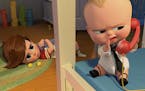 Tim (voiced by Miles Bakshi) and Boss Baby (Alec Baldwin) are siblings in &#x201c;The Boss Baby.&#x201d;