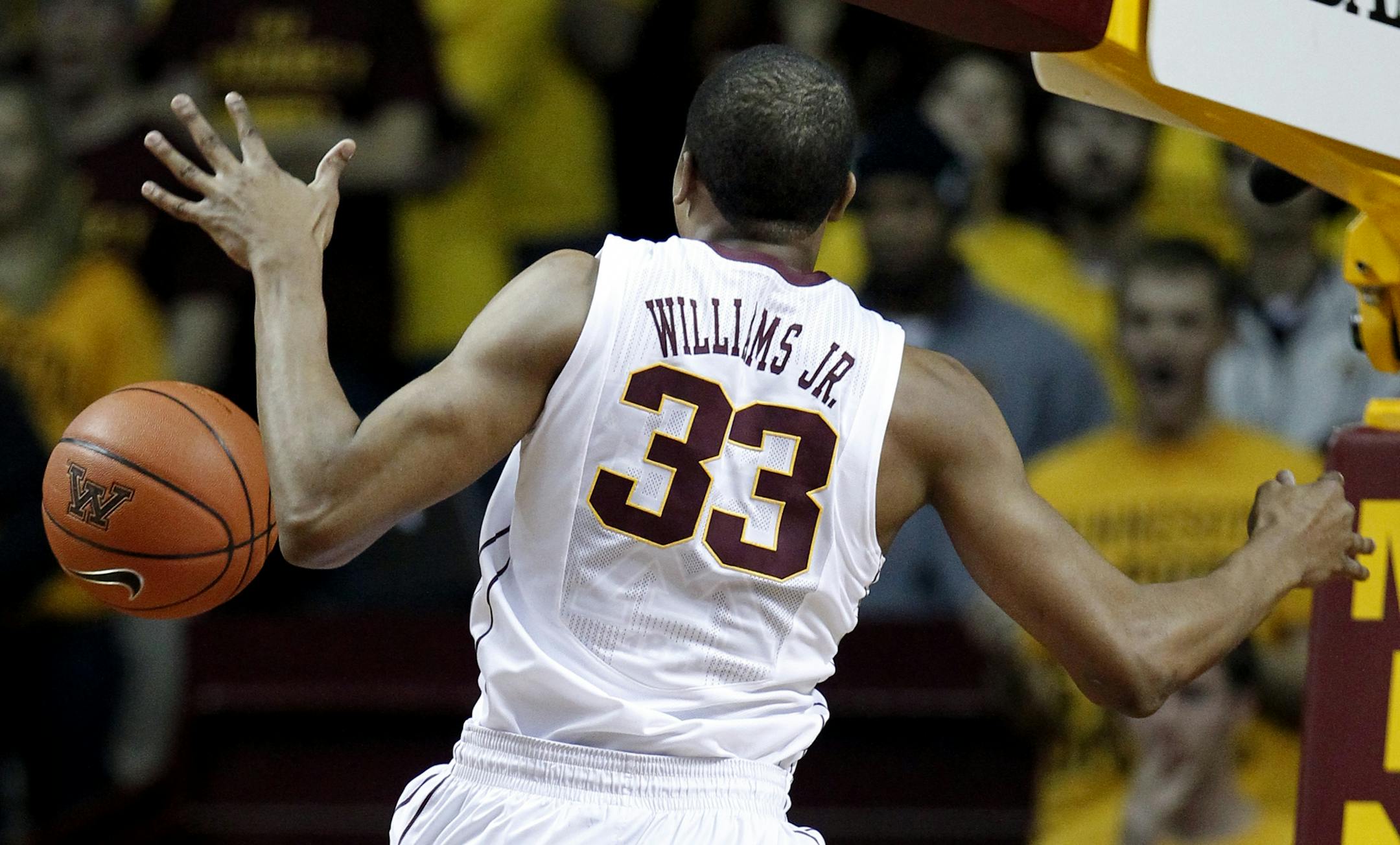 Rodney Williams (33) finished a dunk in the first half. Williams had 19 points in the first half.