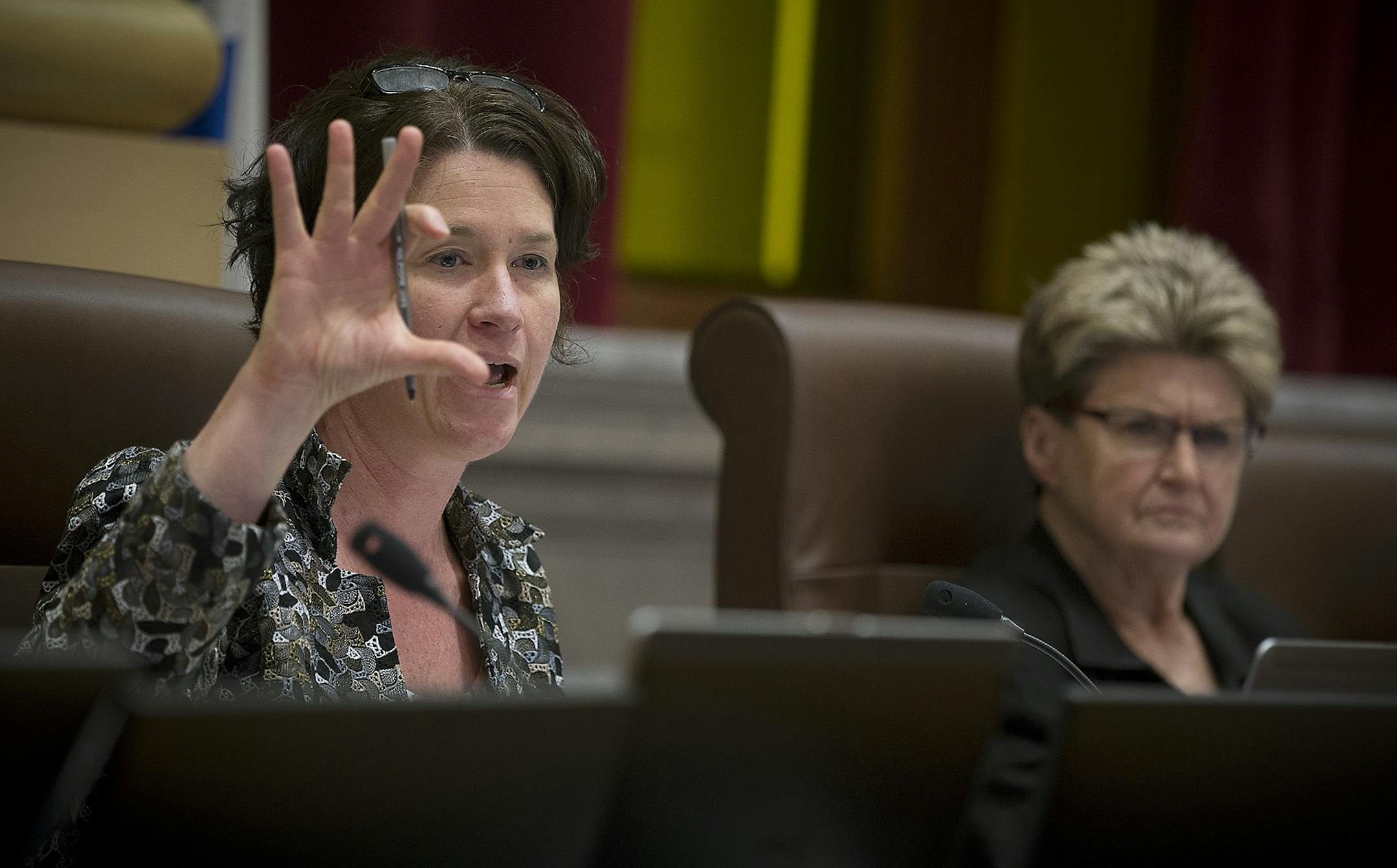 Council Vice President Elizabeth Glidden showed her support for the $15 minimum wage increase before it was passed by the Minneapolis City Council at City Hall, Friday, June 30, 2017 in Minneapolis, MN.