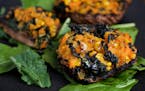 Portobello Mushrooms With Tuscan Kale and Sweet Potato. MUST CREDIT: Photo by Deb Lindsey for The Washington Post.