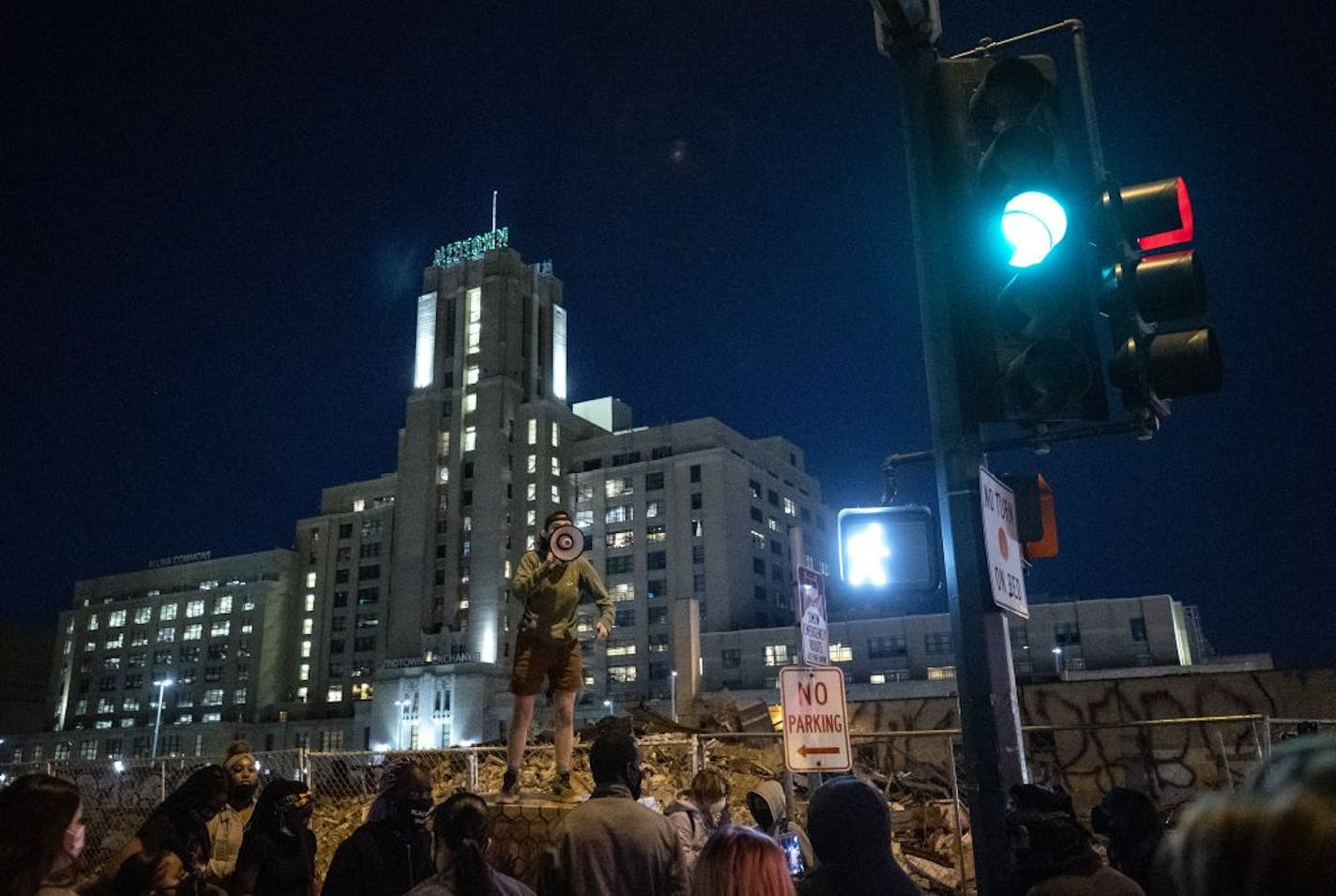 Protesters blocked Lake and Chicago in Minneapolis.