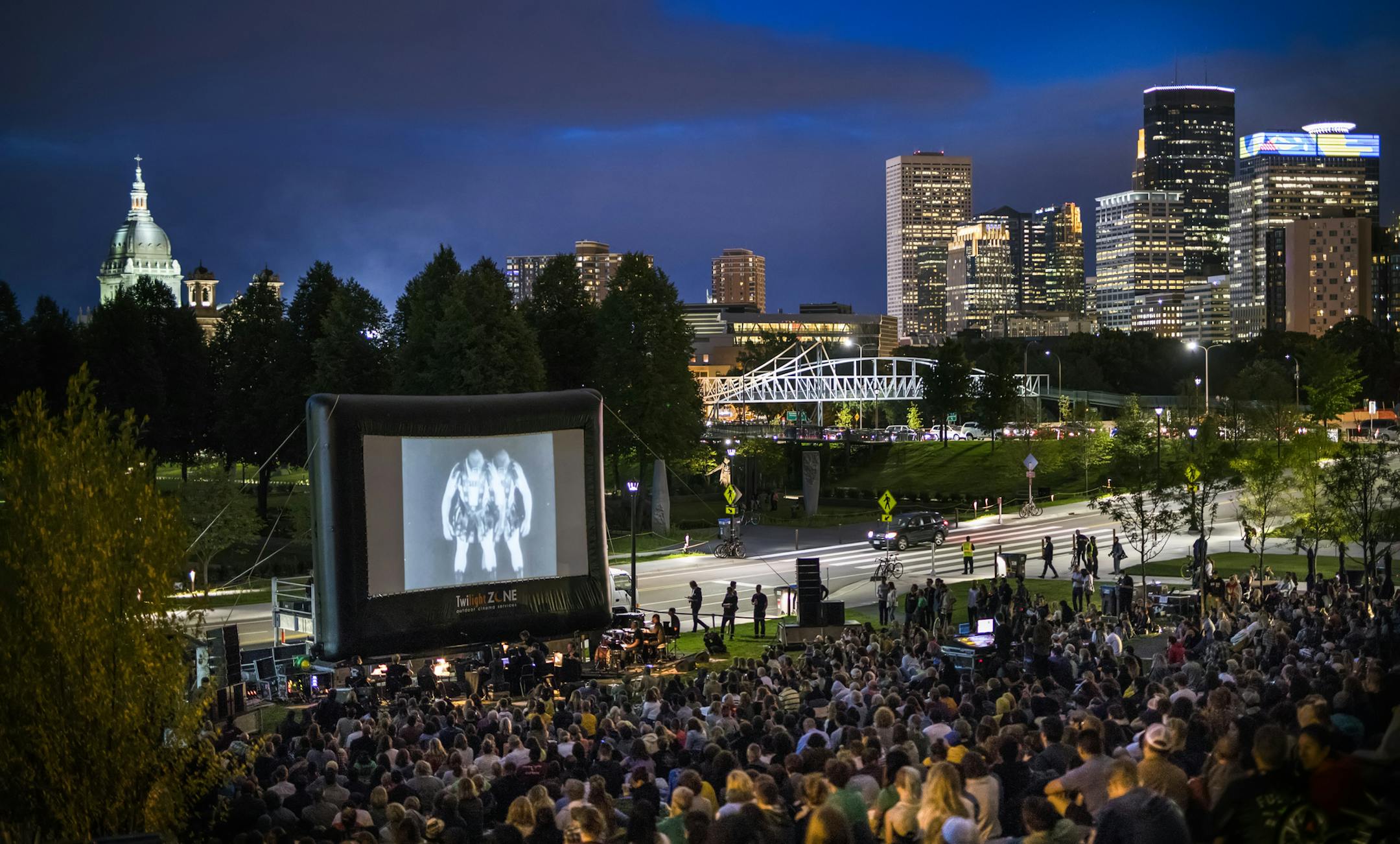 After 38 seasons, the Walker Art Center&#x2019;s Summer Music and Movies series changed from a month of weekly concerts and film screenings at Minneapolis&#x2019; Loring Park to a single event on Aug. 17 on the museum&#x2019;s hillside.
Now called Sound for Silents: Film + Music on the Walker Hillside, the free event starts at dusk. This summer&#x2019;s event featured local supergroup Marijuana Deathsquads performing a live score to accompany a series of experimental short films from the 1920s b