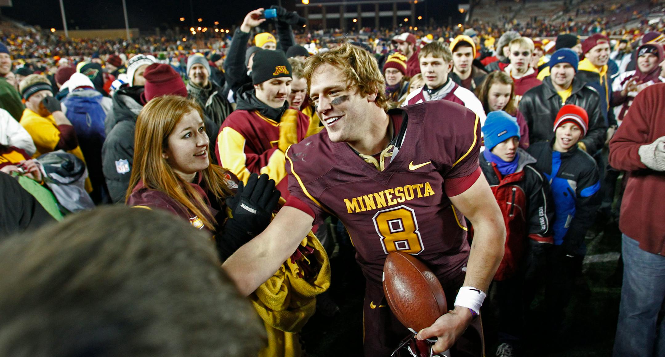 Gophers quarterback Adam Weber, after defeating Iowa.