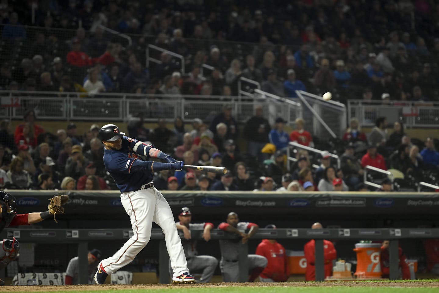 Minnesota Twins designated hitter Nelson Cruz (23) hit a solo home run in the bottom of the third against the Washington Nationals. ] Aaron Lavinsky &#x2022; aaron.lavinsky@startribune.com The Minnesota Twins played the Washington Nationals on Thursday, Sept. 12, 2019 at Target Field in Minneapolis, Minn.