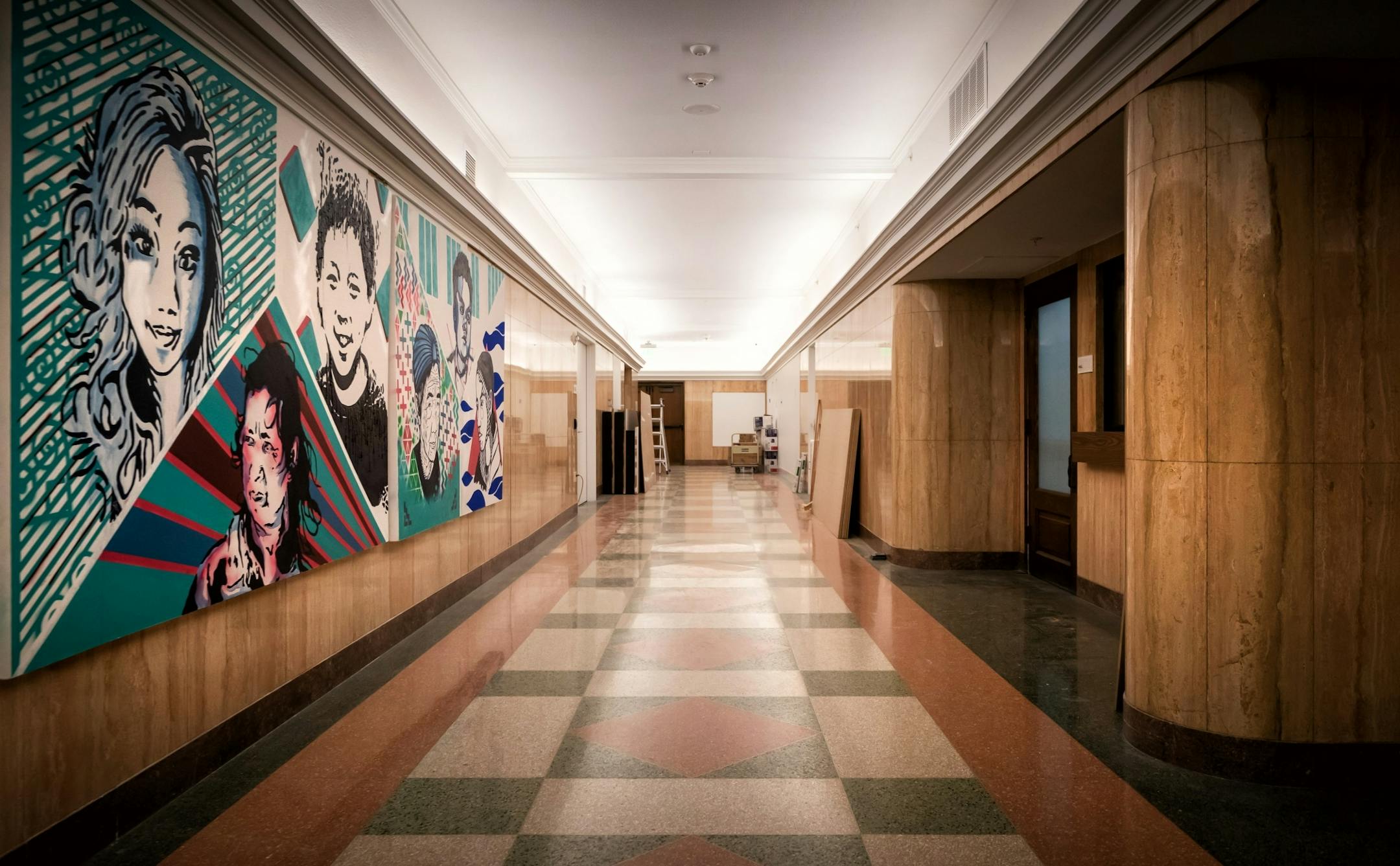 Old and original flooring was preserved in the Josephine Adele Ford Center for Creativity.