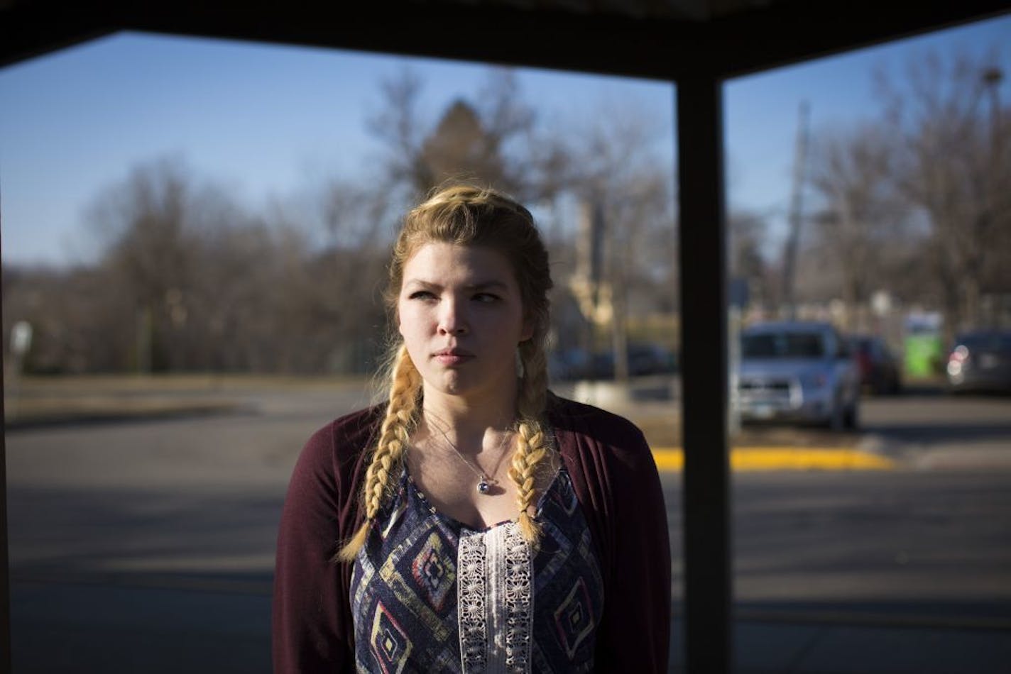 Gabrielle Huepenbecker stayed home from school today after two students attacked a teacher at her school Wednesday and the comments on the video made her fear for her safety at Como Park High School. Picture taken on Thursday, March 10, 2016, at Como Park High School in St. Paul, Minn.