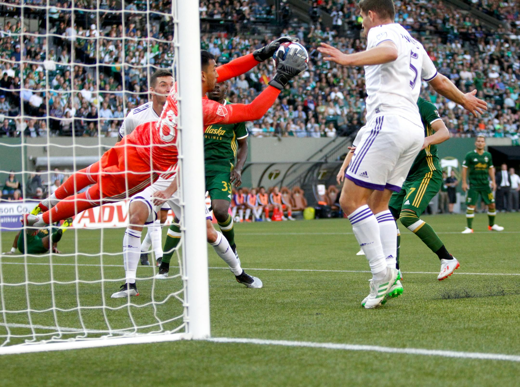 During one of his two starts in goal last season for Orlando City, Greg Ranjitsingh makes a save against the Portland Timbers.