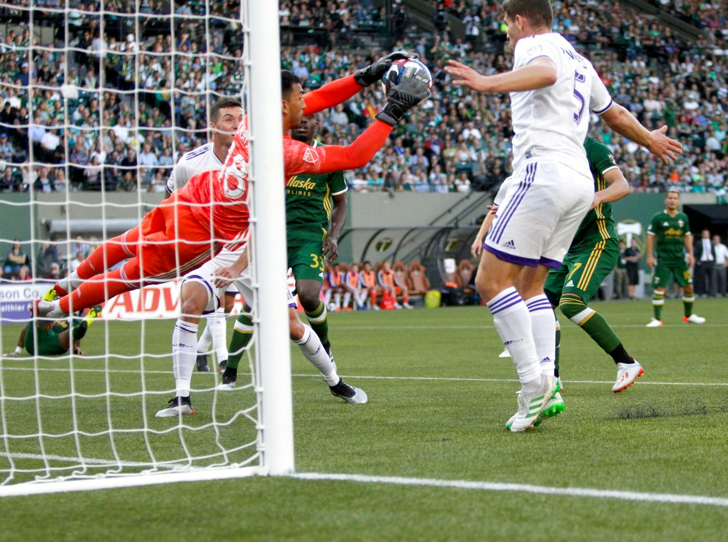 During one of his two starts in goal last season for Orlando City, Greg Ranjitsingh makes a save against the Portland Timbers.