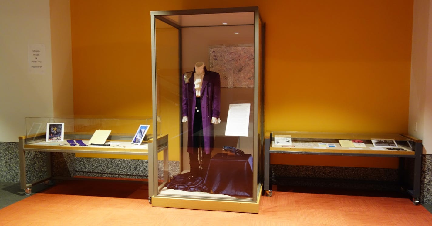 This display honoring Prince was open to the public on Tuesday and continues through Sunday.