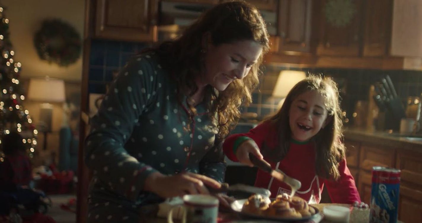 Pillsbury&#xed;s latest ad campaign shows a mother and daughter baking cinnamon rolls. In some movie theaters where the ad runs, the company will use machines to waft a cinnamon smell.