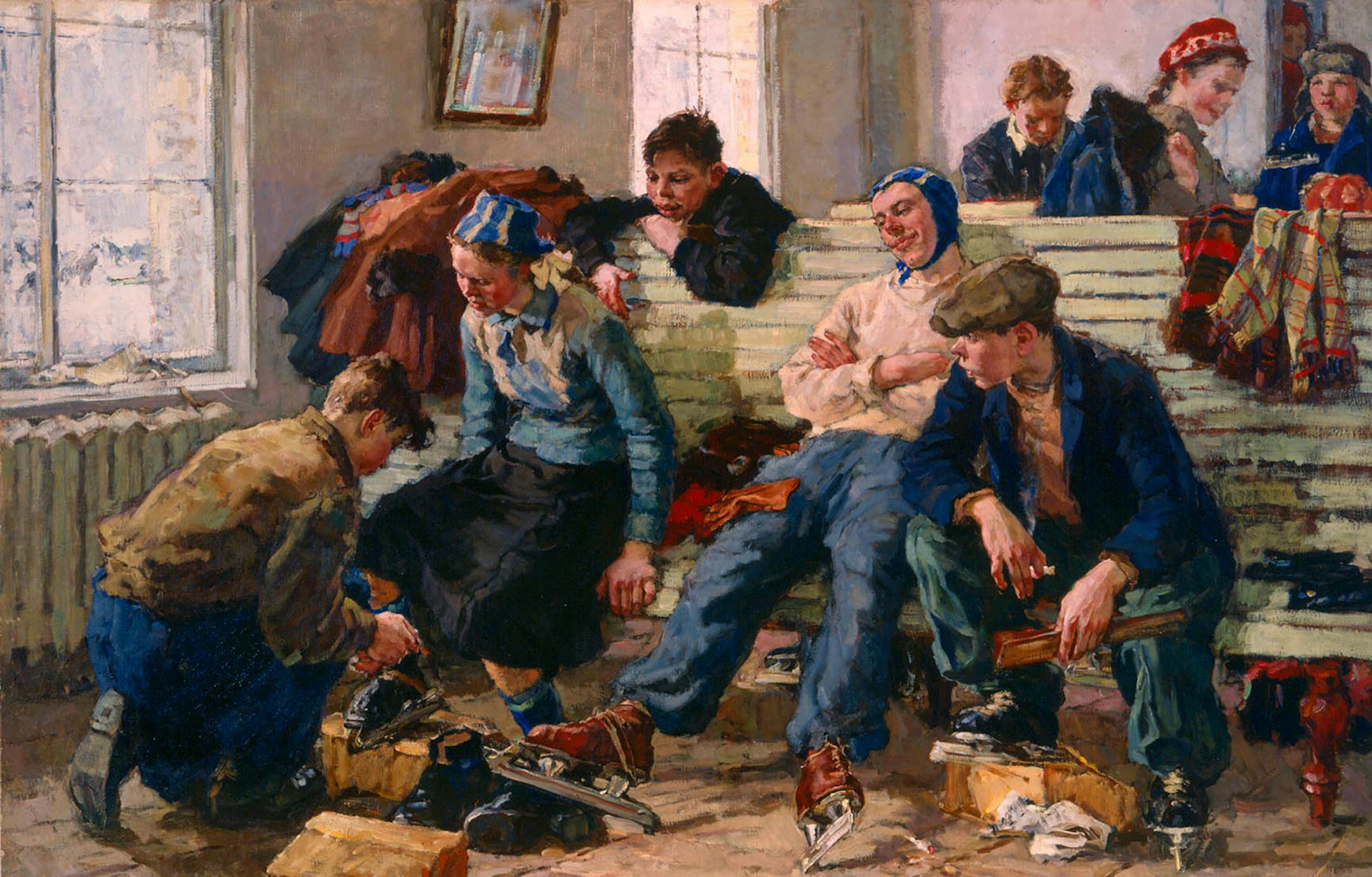 ìIce Skaters,î 1957, by Nina L. Veselova. Pprovided by The Museum of Russian Art.