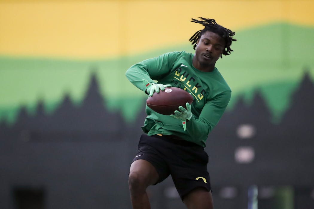 Oregon cornerback Khyree Jackson ran a 4.5-second 40-yard dash, and he’s shown he isn’t afraid to be physical.