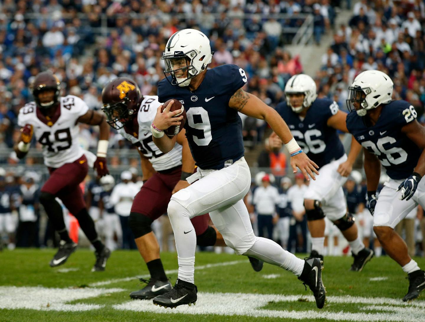 Penn State quarterback Trace McSorley made a couple long runs, including one late in the game that put Penn State in position to send the game to overtime.