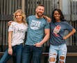 Models wear T-shirts created by Bygone Brand of Rockford, Ill., of former Twin Cities businesses.