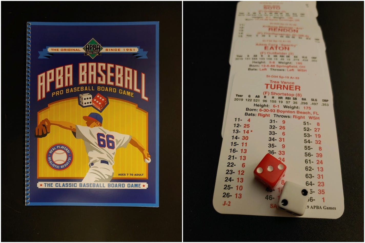 APBA has its own following, which includes Chet Hine, just as Strat-O-Matic does. Dice and player cards set the game of APBA baseball in motion. The company turns out new sets of cards each year.