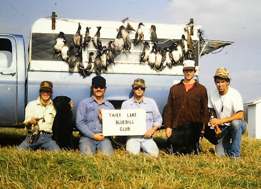 Tom Keefe is one of the founding members of the Thief Lake Bluebill Club. Keefe is shown at right. From left, Dave Kanz, Perry Loegering, Curt Alveshere and Dave Loegering. Member Bruce Pfalzgraff took the image.