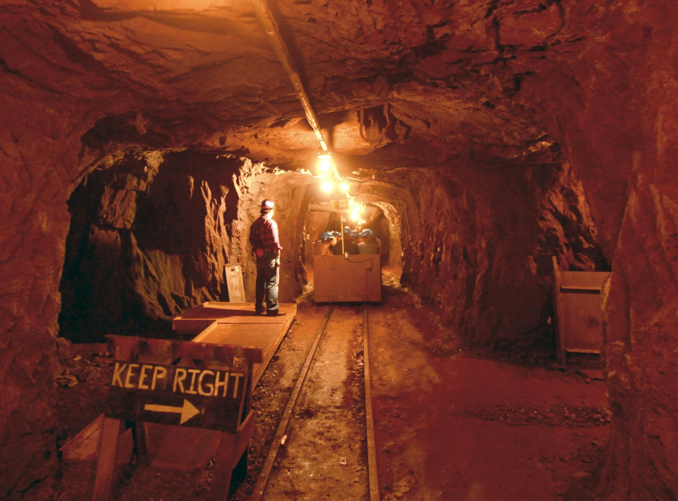 A train brings visitors 3/4 mile into a tunnel at Soudan Underground Mine State Park in northern Minnesota.