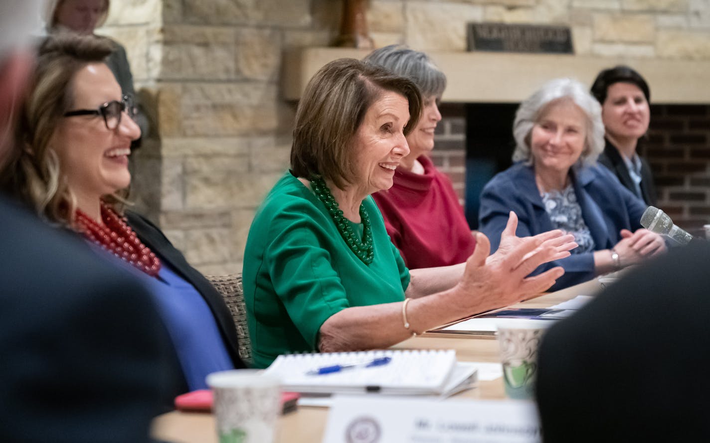 Speaker of the U.S. House of Representatives Nancy Pelosi participated in a Roundtable at the Wellstone Center in St. Paul, exploring ways to strengthen community health centers along with Congresswoman Betty McCollum, Lt. Governor Peggy Flanagan and representatives from Minnesota community health centers. Later House Speaker Pelosi speaks at a DFL fundraising dinner. ] GLEN STUBBE &#x2022; glen.stubbe@startribune.com Friday, May 24, 2019 Speaker of the U.S. House of Representatives Nancy Pelosi