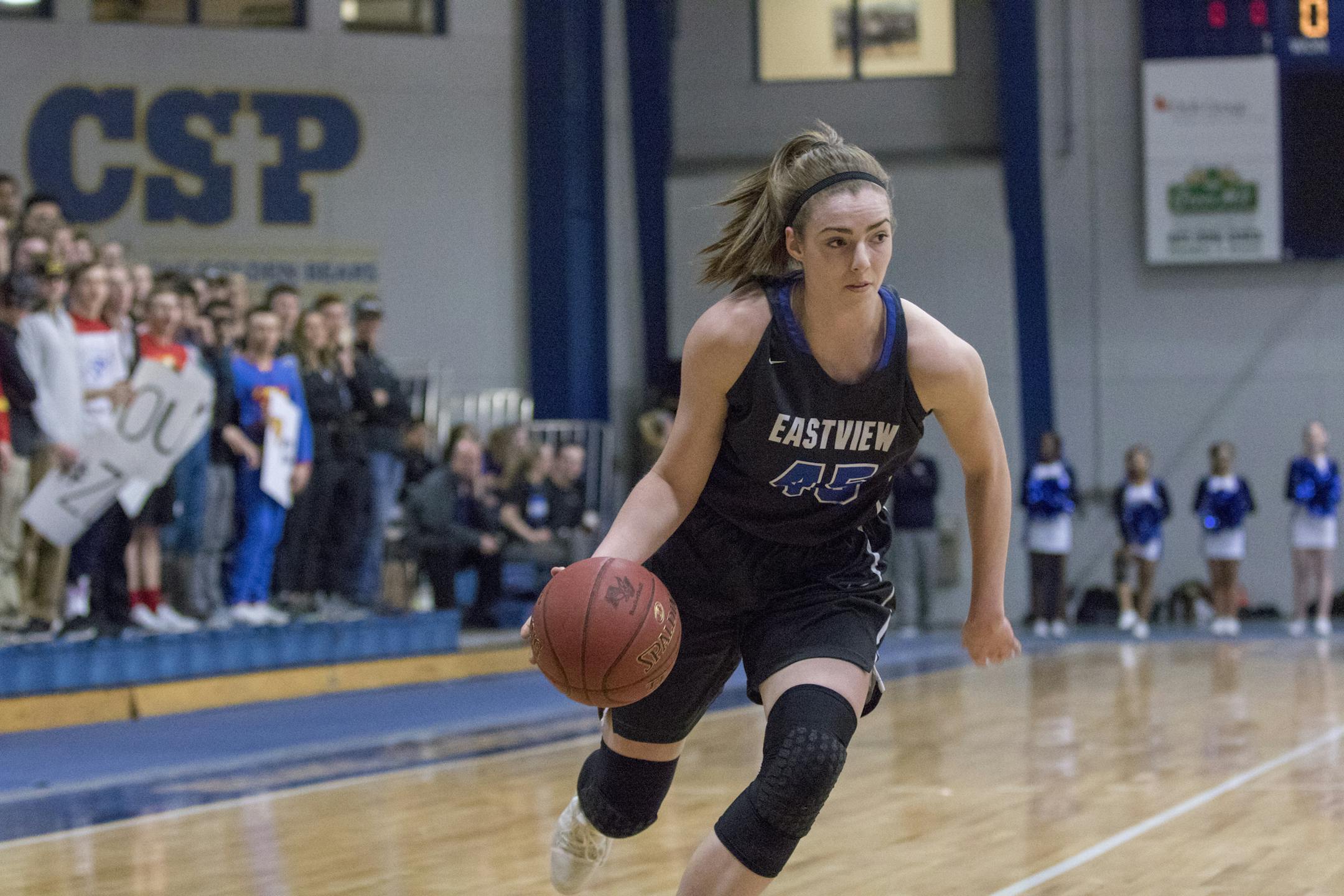 Eastview forward Megan Walstad drives during the Lightnin's 40-25 victory over Apple Valley in the Class 4A, Section 3 championship game.