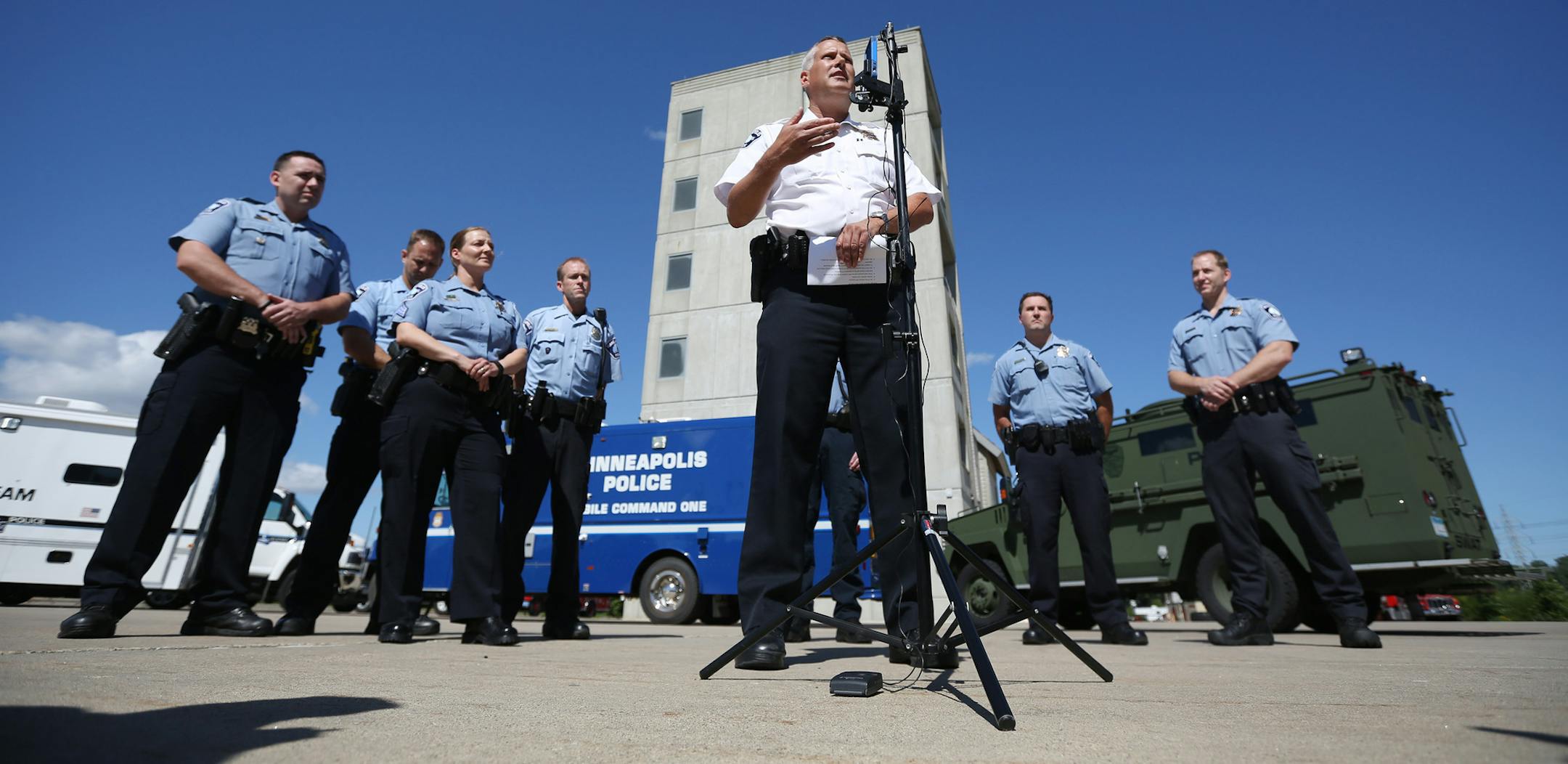 Minneapolis Police Commander Scott Gerlicher discussed a situation were a man held his 3-year-old daughter at gunpoint during a hostage situation Thursday September 10, 2015 in Minneapolis, MN. ] A press conference was held by the Minneapolis Department to discuss how last Friday's hostage situation involving a 3 -year-old girl held by her father at gunpoint in South Minneapolis was handled by the SWAT team. SWAT was given the authorization to use deadly force, but was able to resolve the situat