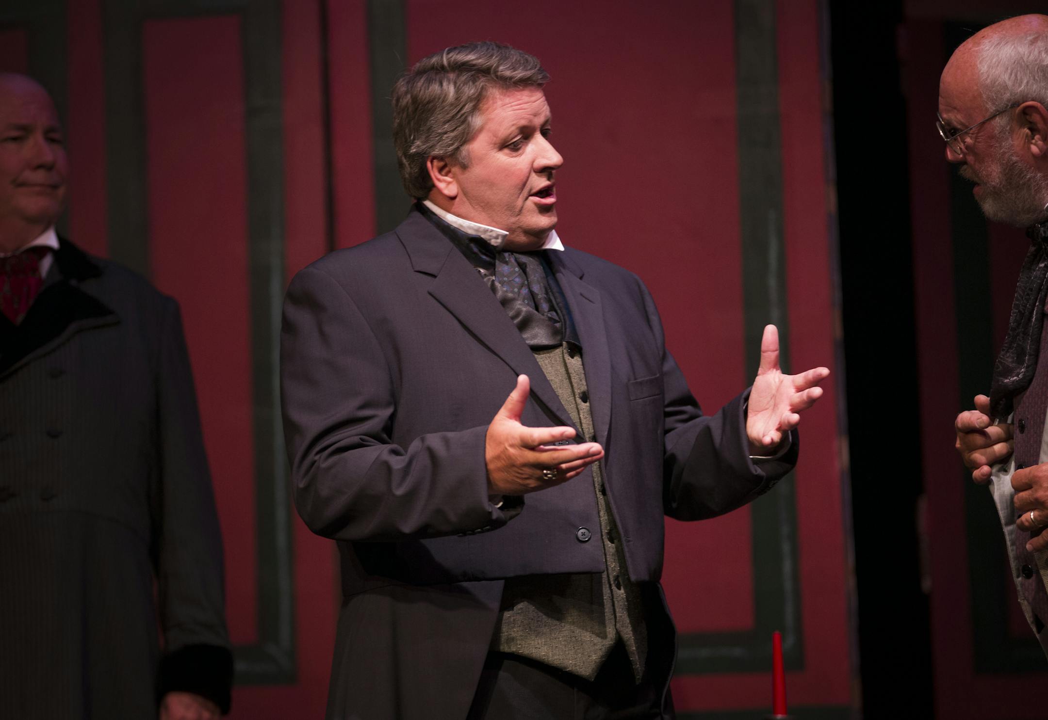 Sen. Kevin Dahle performed as John Tyler during a dress rehearsal for the premiere of the play Tippecanoe and Tyler Too at the Northfield Arts Guild on September 3, 2014, in Northfield, Minn. ] RENEE JONES SCHNEIDER ‚Ä¢ reneejones@startribune.com