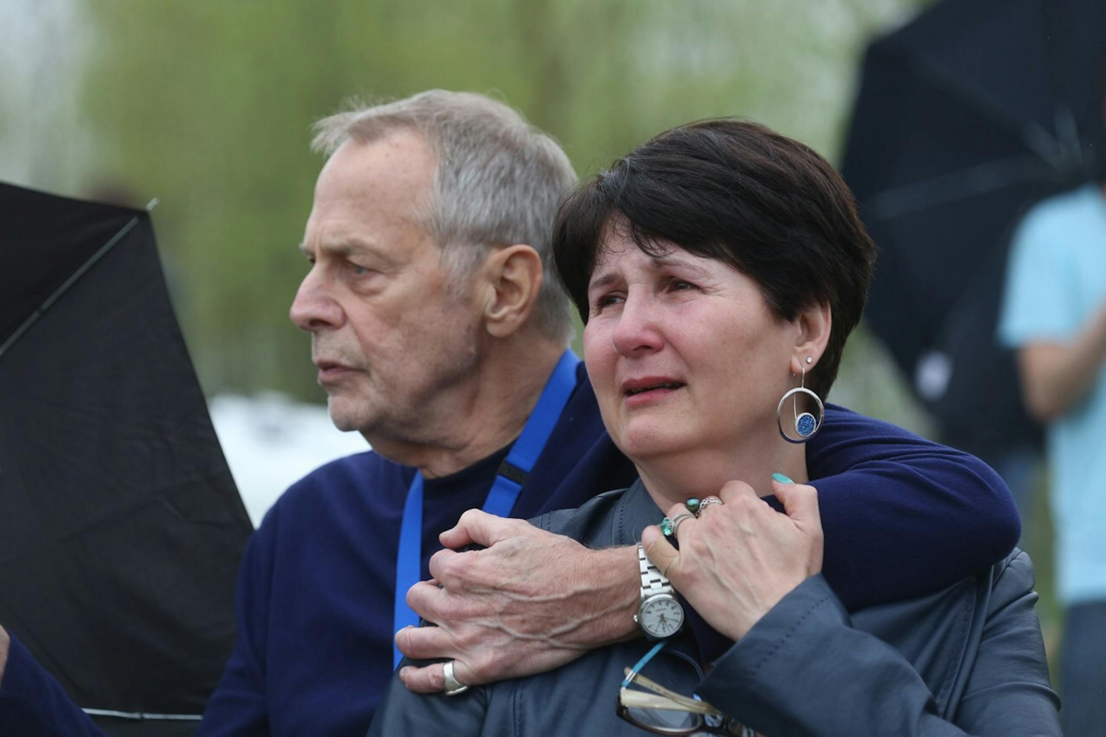 Marianna Miller and Gary Laughlin outside Paisley Park on the news of artist Prince death.