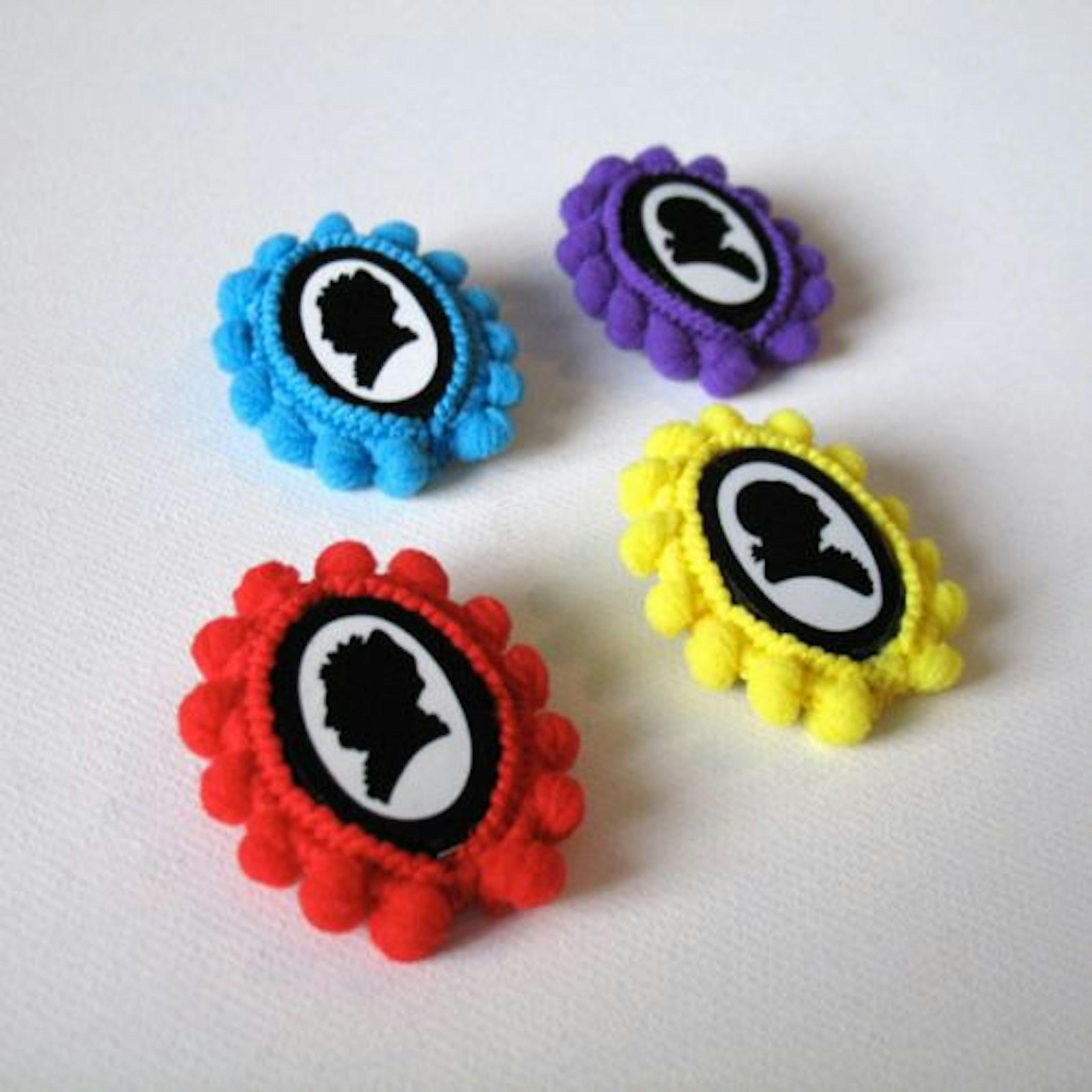 From the Walker Art Center's Local Artist Mart: Colorful pins by Ferociter.