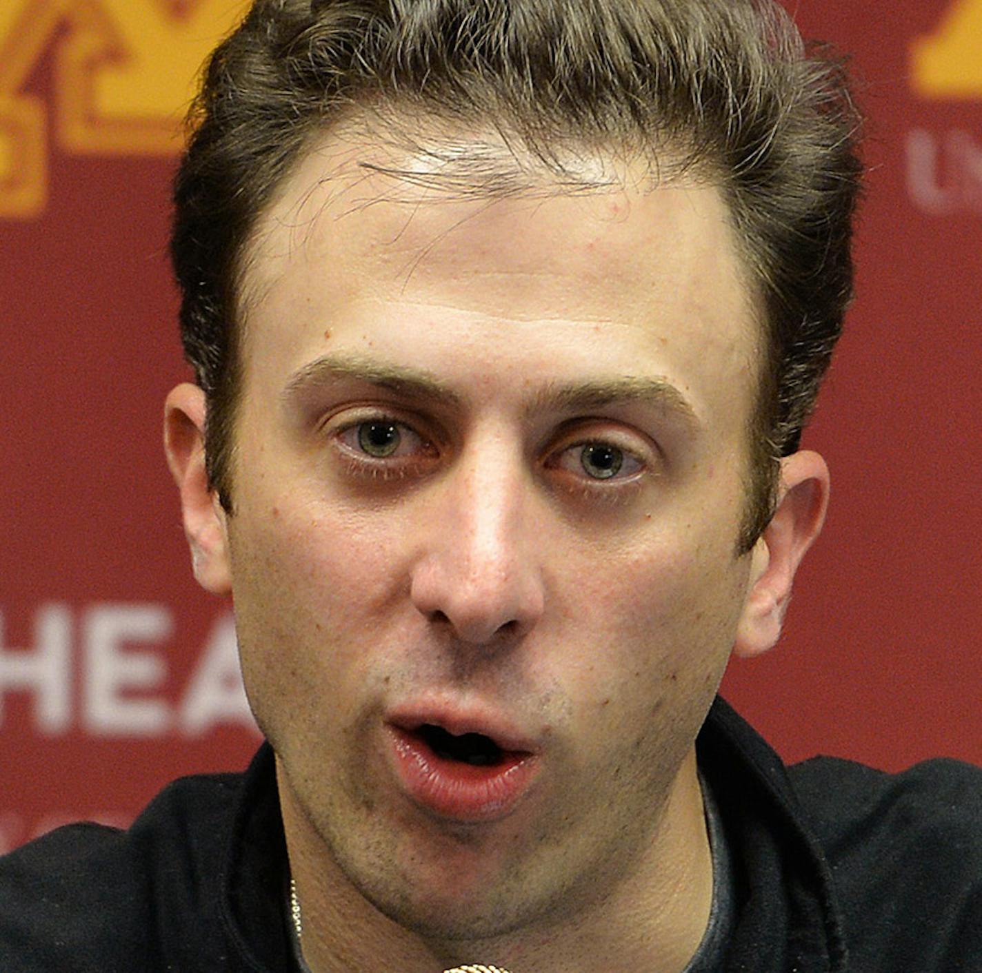 University of Minnesota men's basketball head coach, Richard Pitino, addresses the media in a press conference Tuesday at Williams Arena. ] (SPECIAL TO THE STAR TRIBUNE/BRE McGEE) **Richard Pitino (Minnesota head basketball coach)