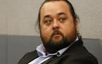 Austin Lee Russell, better known as Chumlee from the TV series "Pawn Stars," appears in court Monday, May 23, 2016, in Las Vegas. Russell and his lawy
