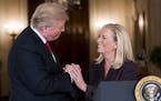 FILE -- President Donald Trump introduces Kirstjen Nielsen as his pick for Secretary of Homeland Security at the White House in Washington, on Oct. 12
