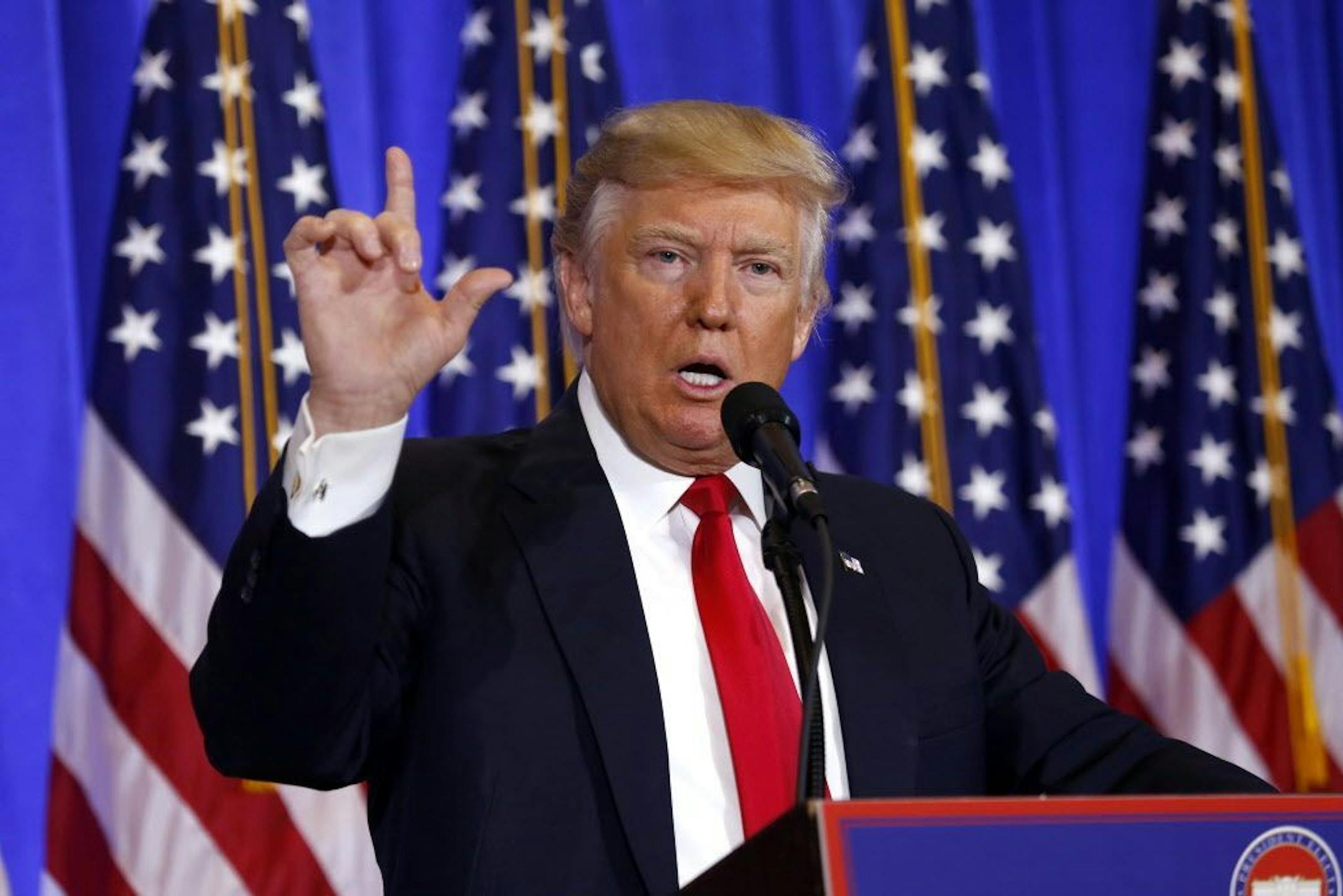 President-elect Donald Trump during a news conference on Wednesday, Jan. 11, 2017, at Trump Tower in New York.