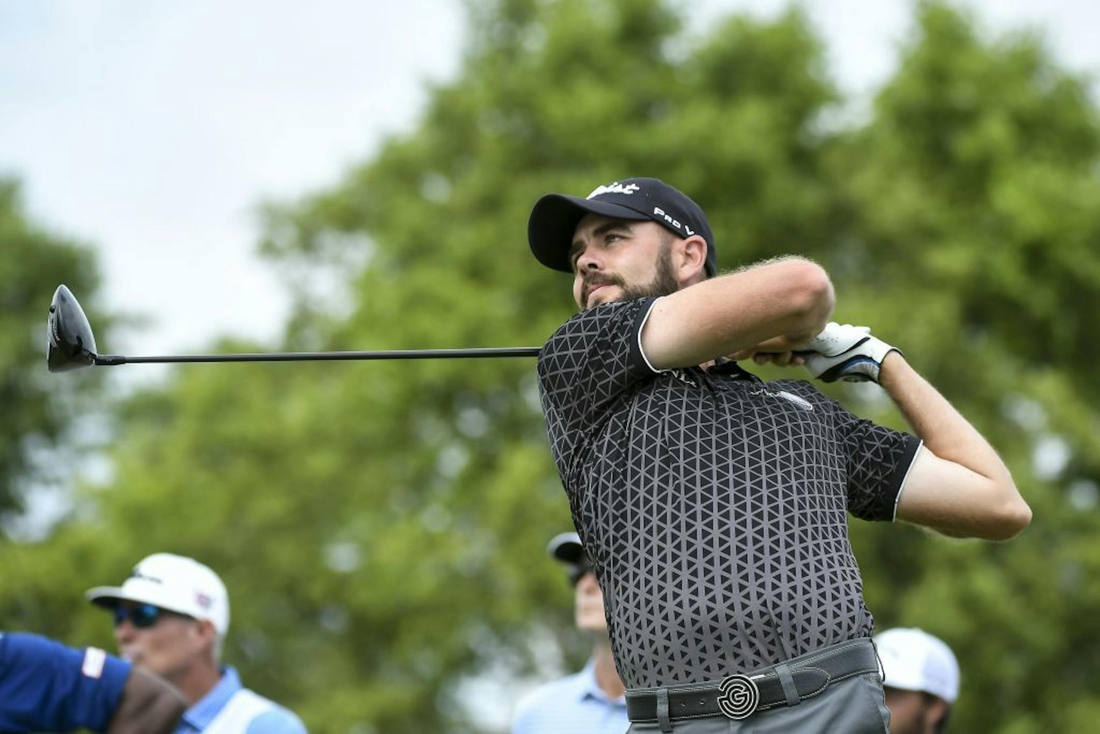 Former Spring Lake Park and Winona State golfer Troy Merritt teed off on the 18th hole during last year's 3M Open.