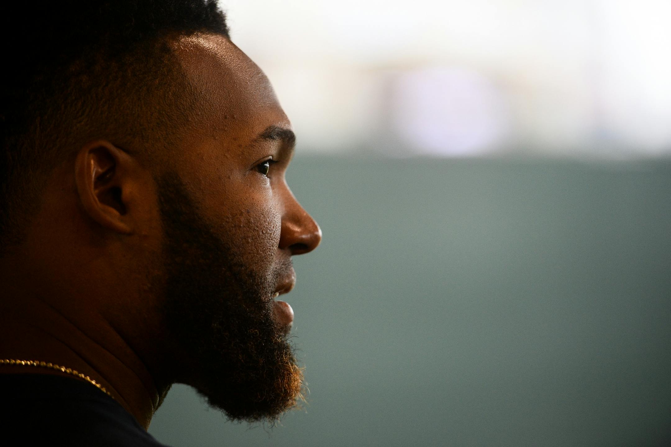 Minnesota Twins outfielder Danny Santana (39) in the bullpen Wednesday.