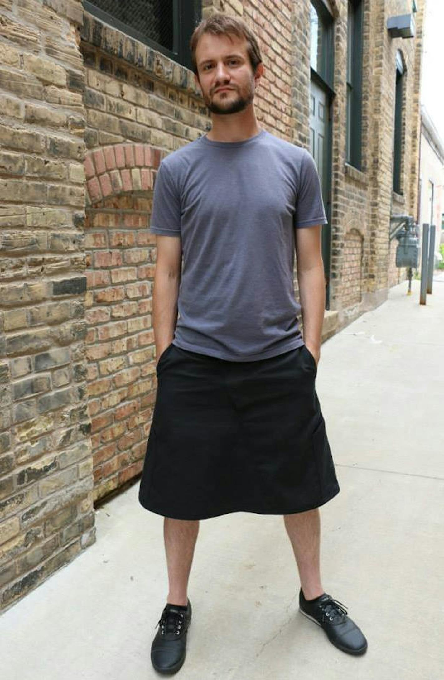 Founder Joe Quarion has raised enough money to start production of "The Unaligned Skirt" with big pockets for women or men. ORG XMIT: PgvEtNZm1W98XSdthgMt