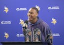 Vikings star receiver Justin Jefferson addresses the media earlier this week after signing a four-year, $140 million contract extension.