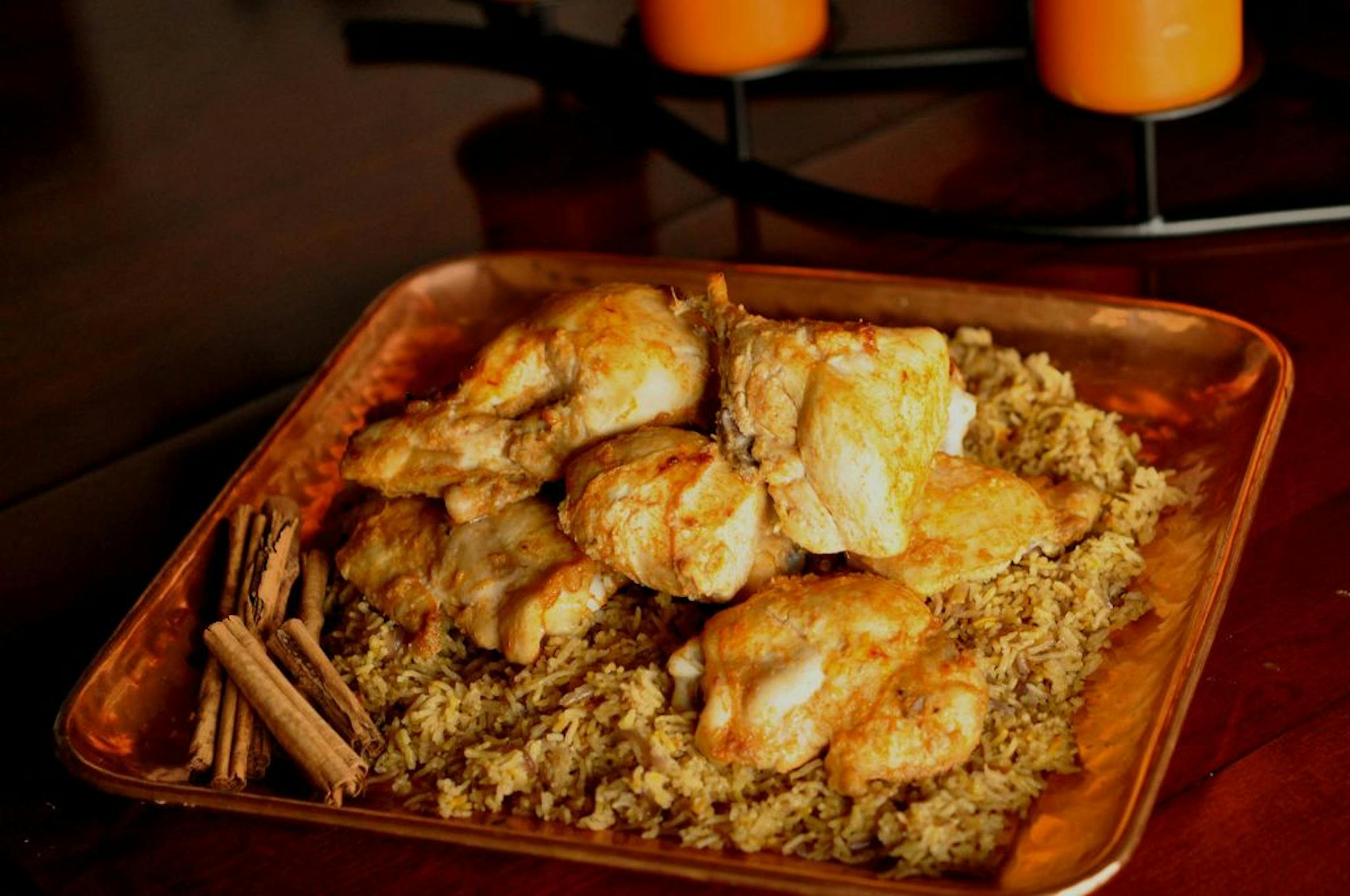 Tandoori chicken With Spiced Basmati Pilaf.