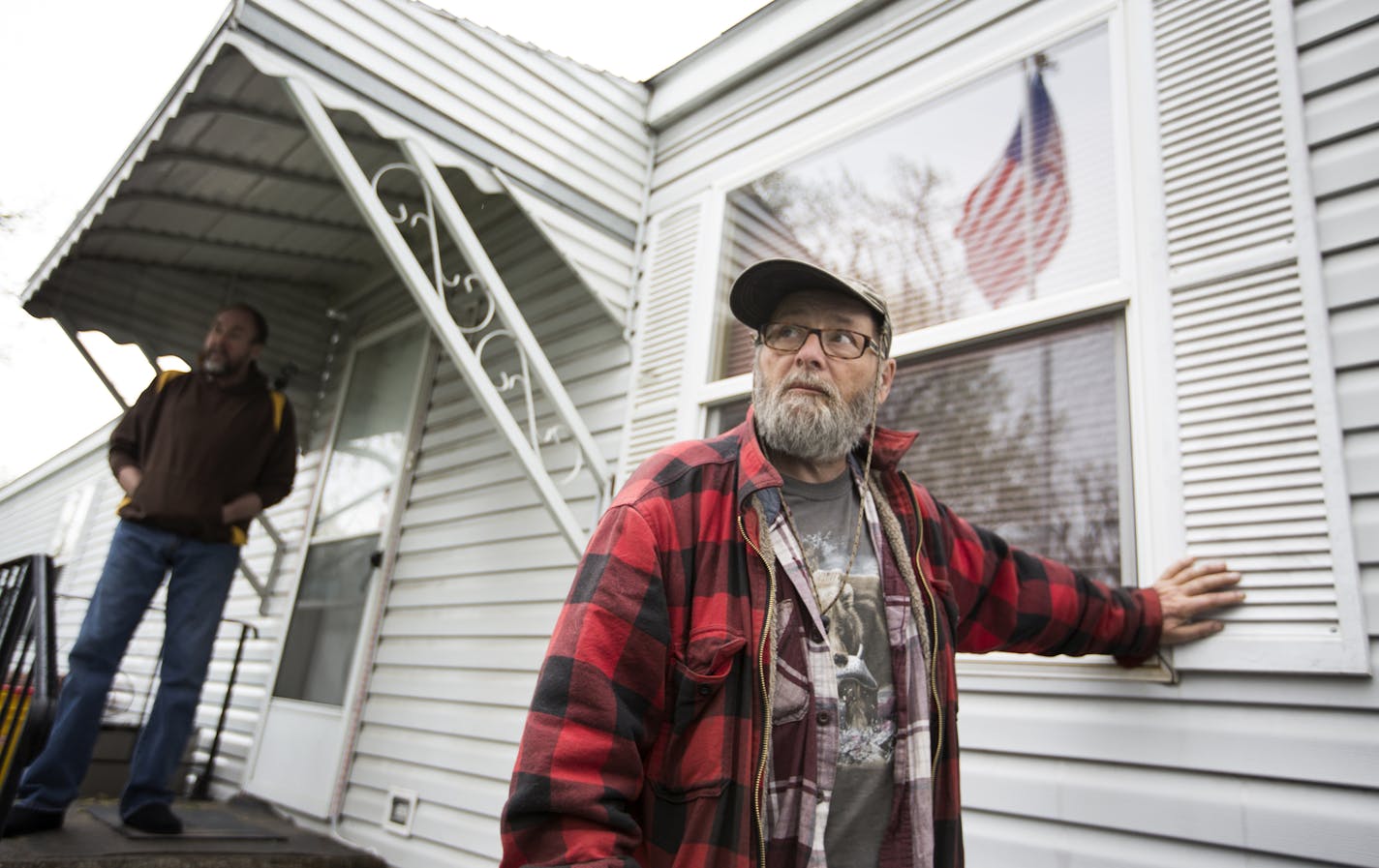 John Weeber has lived in Lowry Grove for 14 years. "They're gonna just throw us away like garbage," he said. ] (Leila Navidi/Star Tribune) leila.navidi@startribune.com BACKGROUND INFORMATION: Thursday, April 28, 2016. The owner of Lowry Grove, a manufactured home and RV park that is home to 100 families in St. Anthony, has received an offer to sell the park. Pending approval from the city of St. Anthony, all the residents of the park may be forced to move out of one of the few affordable housing