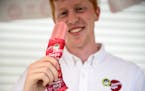 New at the Fair is Jonny Pops with the flavor Snelling Strawberry Rhubarb. Co owner Jamie Marshall showed one off. The opening of the 2014 Minnesota S