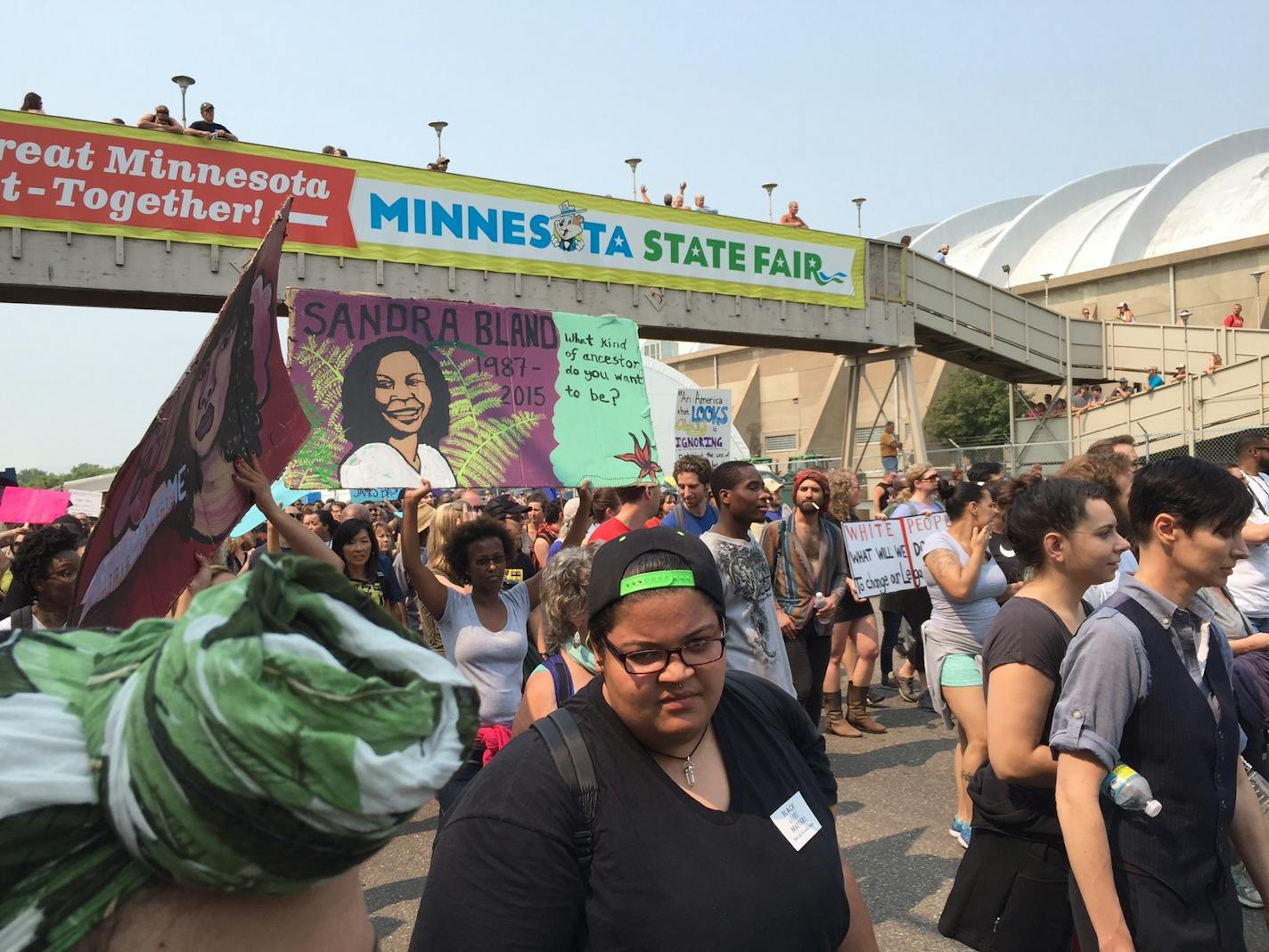 Participants marched at the State Fairgrounds as part of a Black Lives Matter protest Saturday in St. Paul.