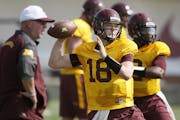 Jacques Perra (18) started his college football career at the University of Minnesota before transferring to St. Thomas.