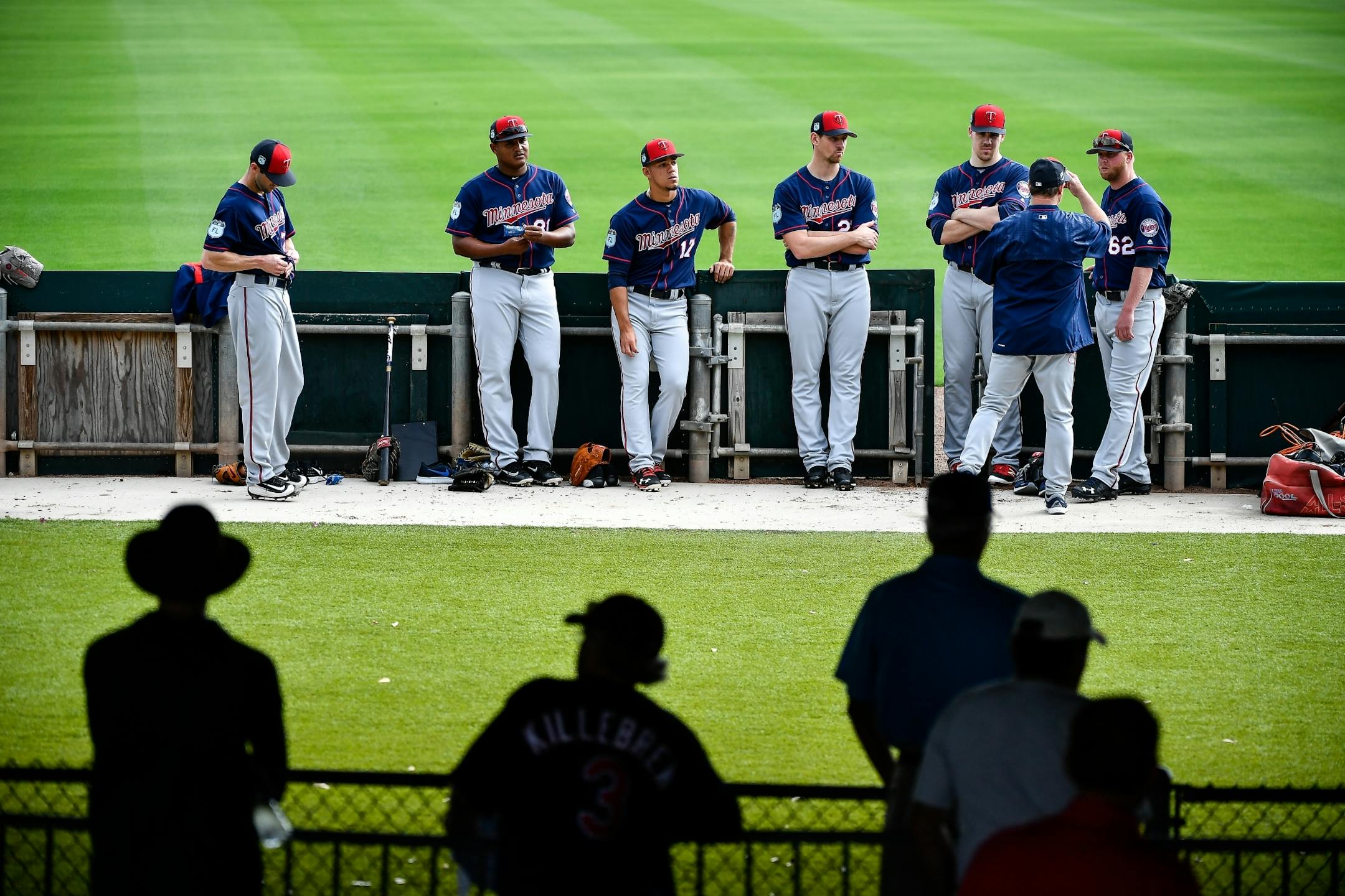Twins pitchers hung out in the bullpen following a workout Thursday.