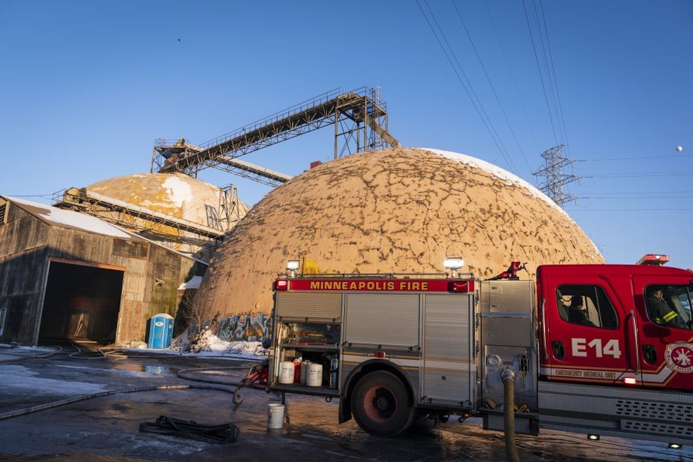 Firefighters worked to put out a fire inside a commercial building in north Minneapolis.