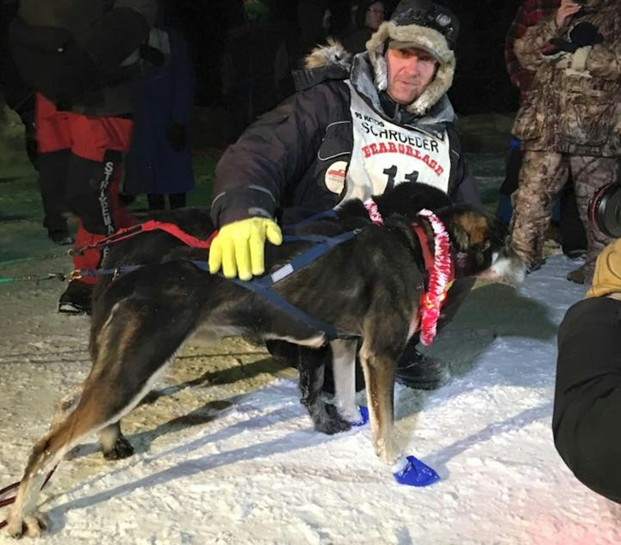 Nathan Schroeder after winning the 2016 John Beargrease.