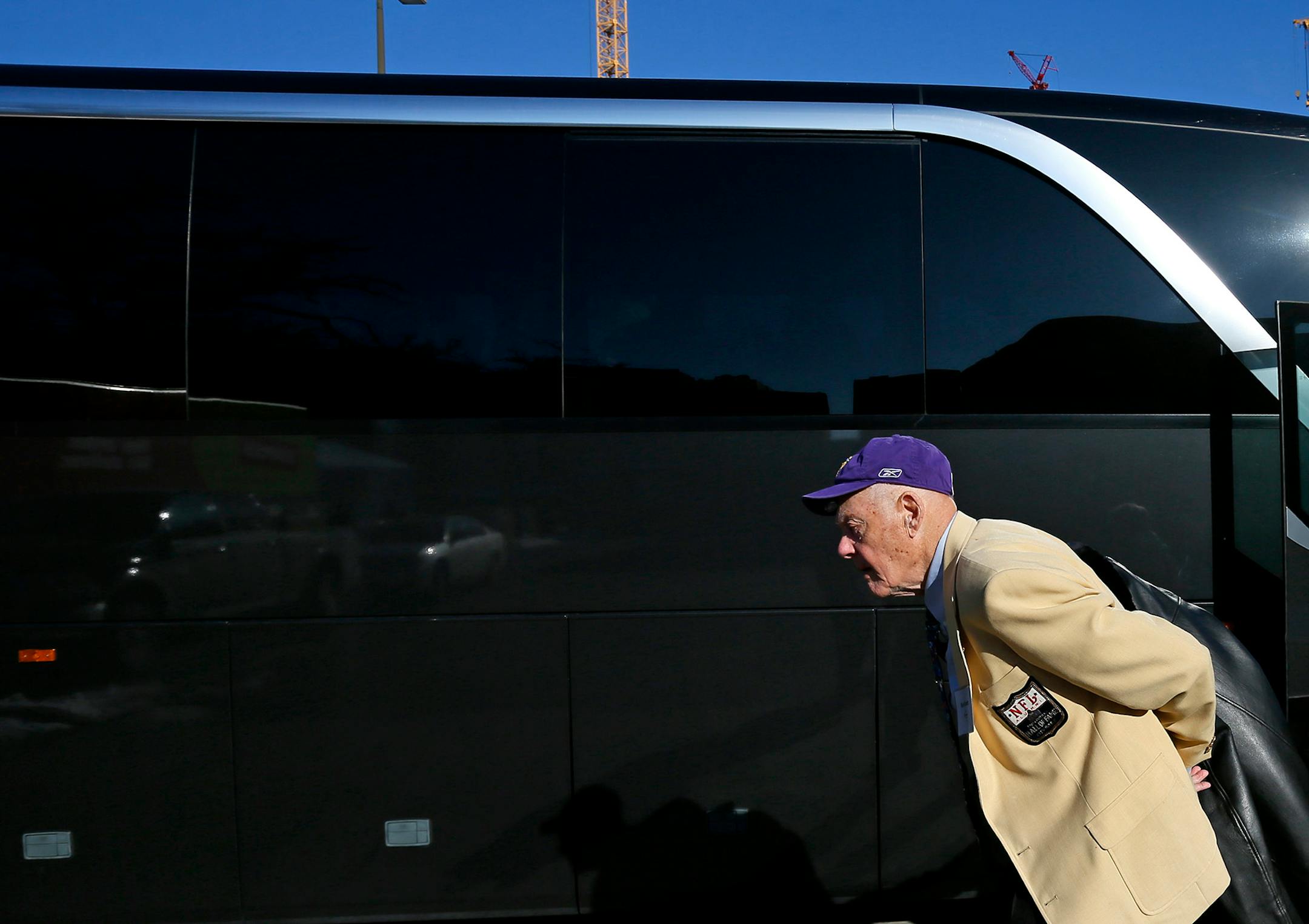 Former Minnesota Vikings coach Bud Grant arrived at a ceremony Monday were a street was dedicated in his honor near the new Vikings stadium on December 1, 2014 in Minneapolis.