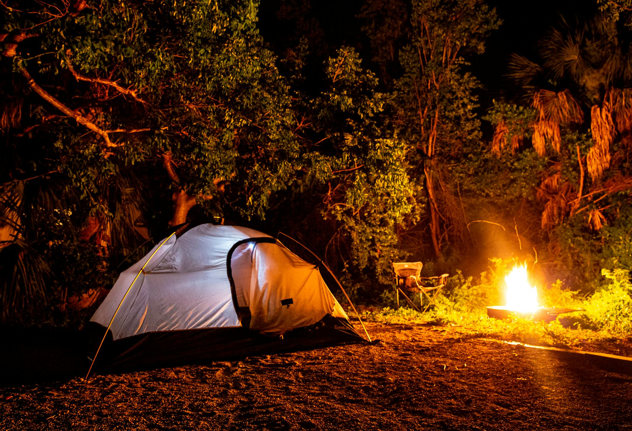 Sebastian Inlet State Park provides a coastal camping escape on Wednesday, July 15, 2020. Amid the pandemic, camping has surged, attracting experienced outdoor enthusiasts and new adventurers alike. (Patrick Connolly/Orlando Sentinel/TNS) ORG XMIT: 37749993W