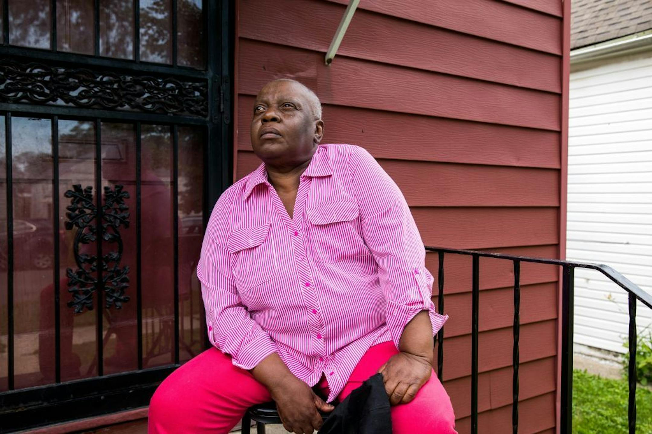 Valerie Wilmington, 61, poses for a portrait outside of her home on Saturday, June 23, 2018, in Chicago. Wilmington has been struggling with her cancer treatment post-mastectomy due to her proximity to the care facility, which she believes impacts her health.