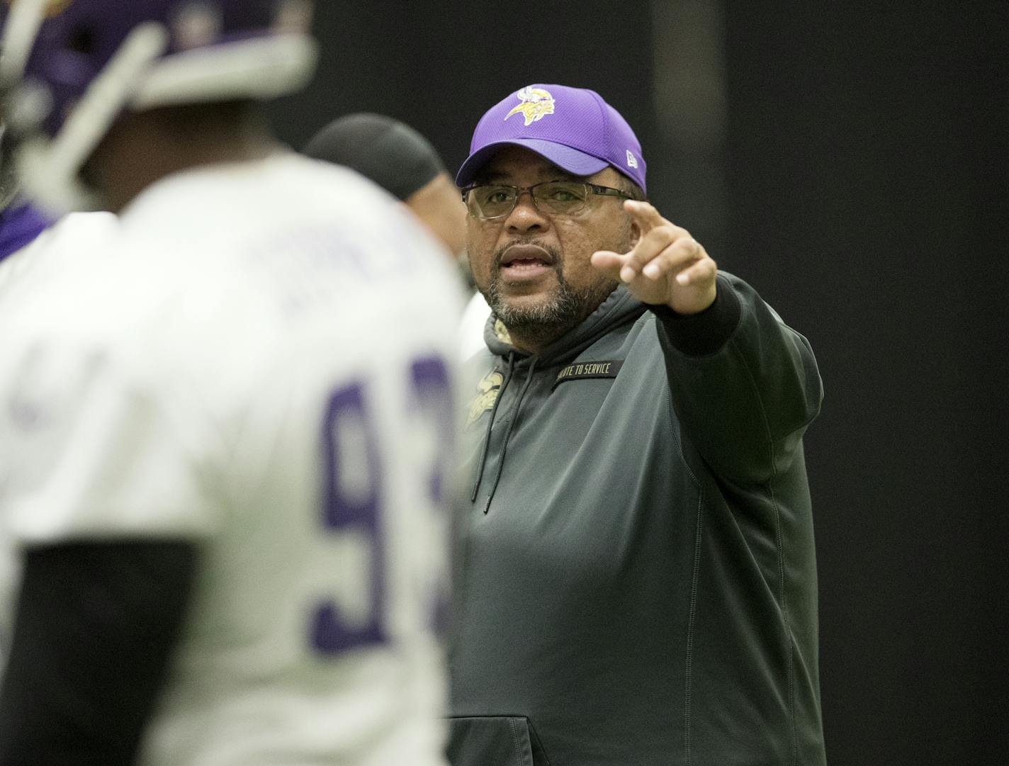 Minnesota Vikings defensive line coach Andre Patterson at Winter Park on Dec. 15,2016 in Eden Prairie, Minn. The Vikings named Patterson and linebackers coach Adam Zimmer (right) as co-defensive coordinators on Monday. (Jerry Holt/Minneapolis Star Tribune/TNS) ORG XMIT: 1554620