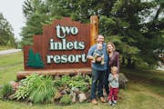 Two Inlets Resort owners James and Kayla Daigle, with their children Jameson and Hadley.