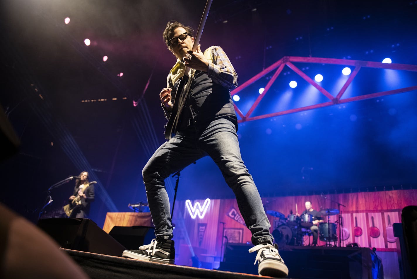 Rivers Cuomo of Weezer performed to the crowd.] COURTNEY DEUTZ &#x2022; courtney.deutz@startribune.com on Saturday, March 30, 2019 at the XCEL Energy Center in St. Paul. Weezer's show was opened by the Pixies.