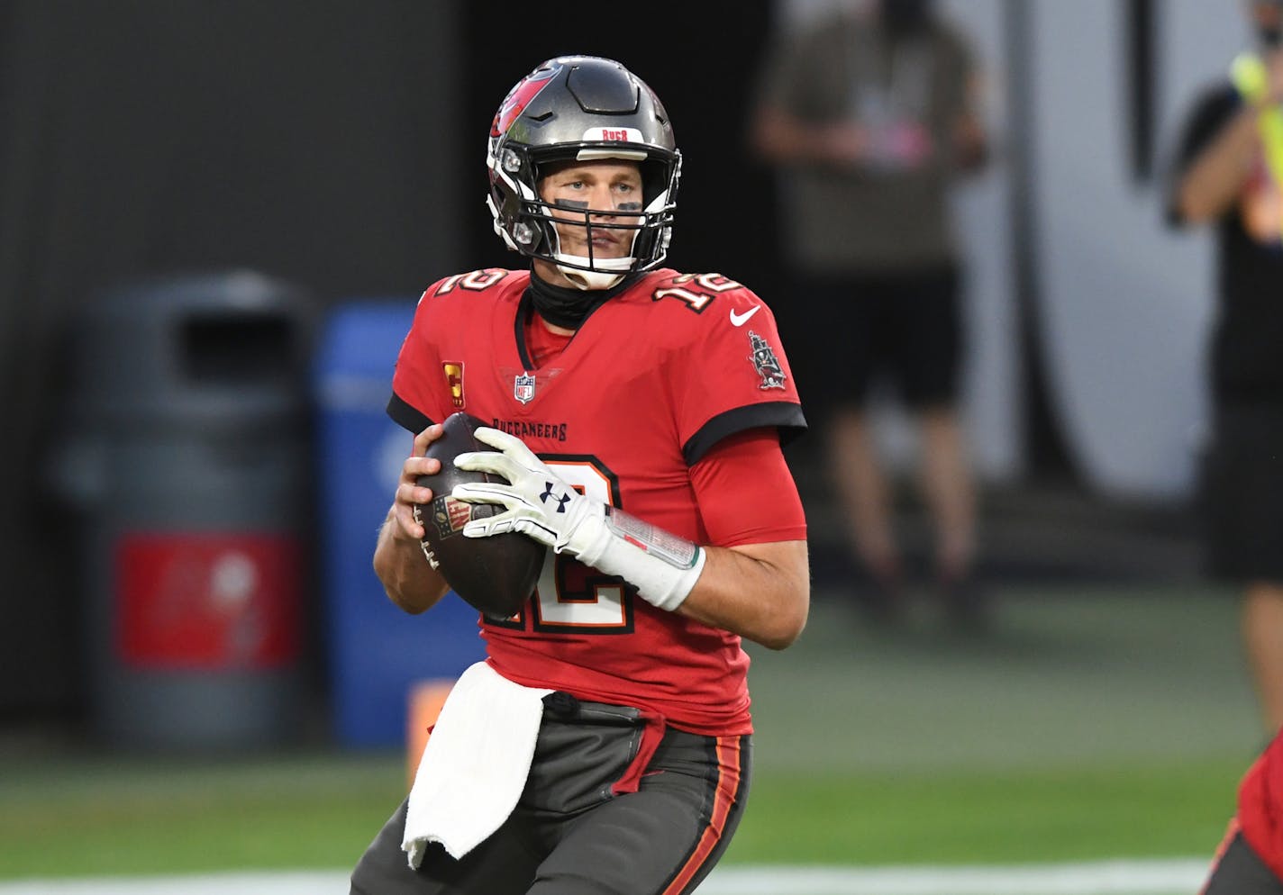 Tampa Bay Buccaneers quarterback Tom Brady (12) during the first half of an NFL football game against the Kansas City Chiefs Sunday, Nov. 29, 2020, in Tampa, Fla. (AP Photo/Jason Behnken)